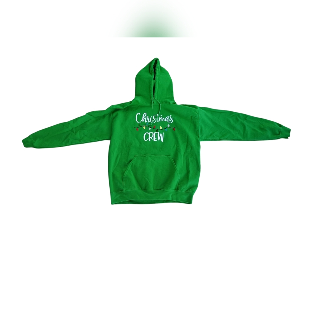 Gildan Festive Green Christmas Crew Hoodie Pullover Sweatshirts Spirit Day